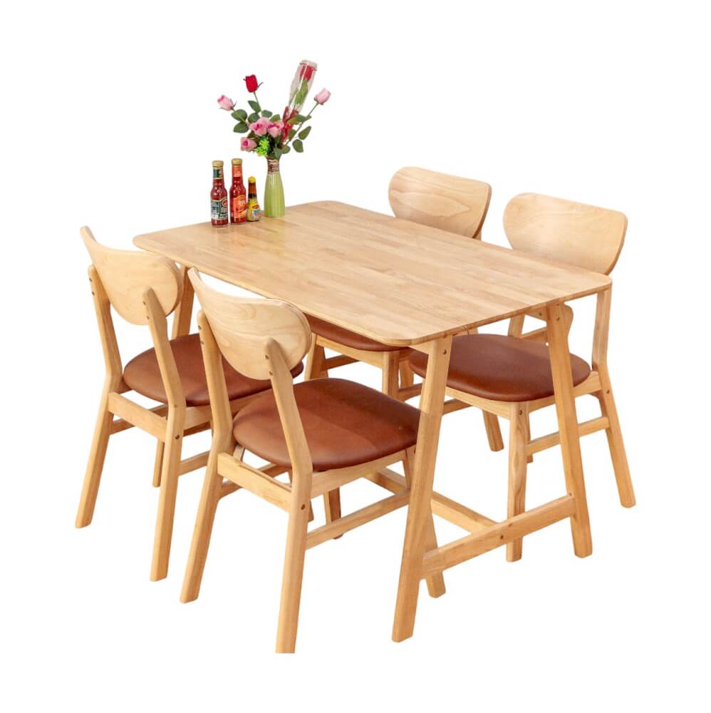 โต๊ะทานอาหารไม้ยางพารา EVERGREEN FURNITURE MDT 120X74X74ซม. สีน้ำตาลธรรมชาติ_2